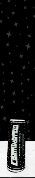 Original tall black CosmixBrew banner ending with Hard soda that is out of this world