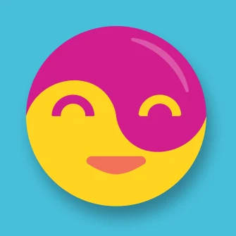 Original Habbit Helper smiling yellow and magenta face mark