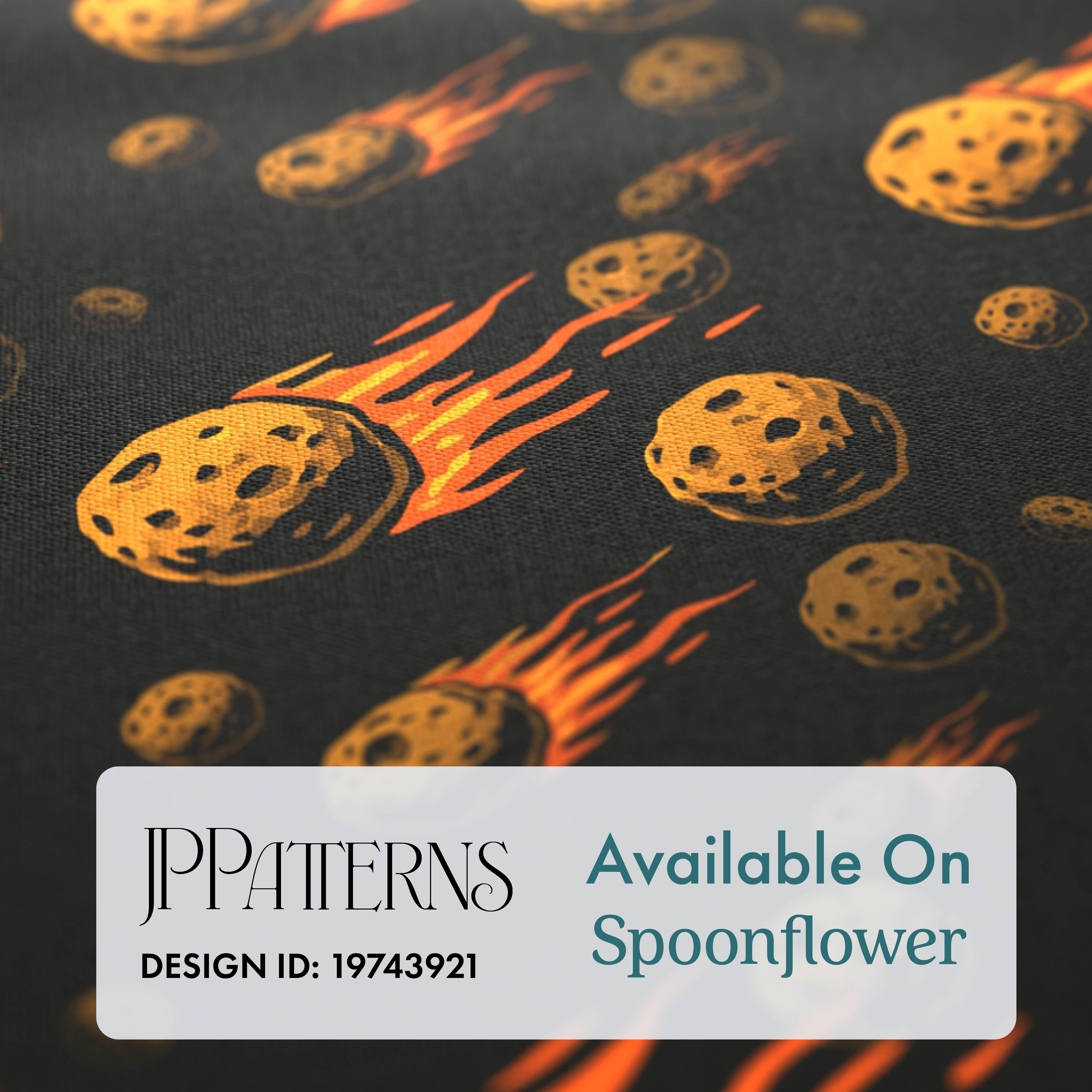 Meteor-pattern fabric presented in an advertisement